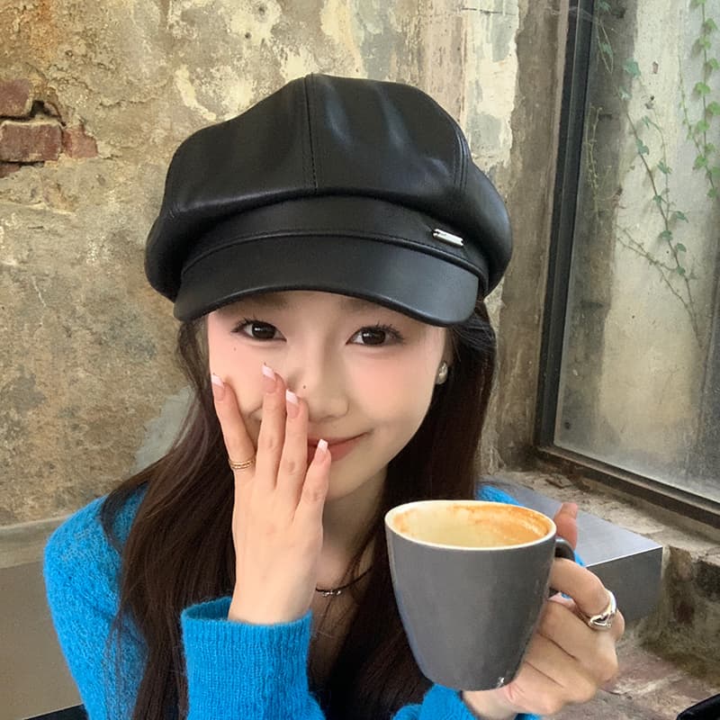 なめしレザーマリンキャスケット