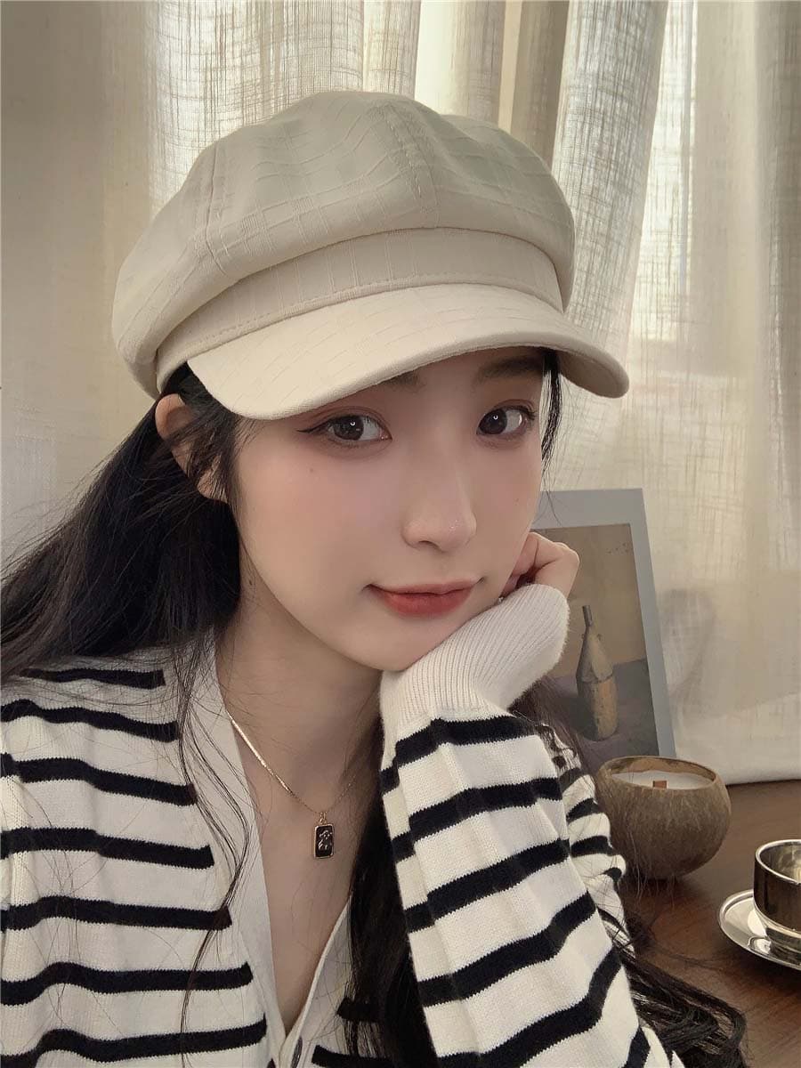 キャスケット軽量紫外線対策帽子　リネン