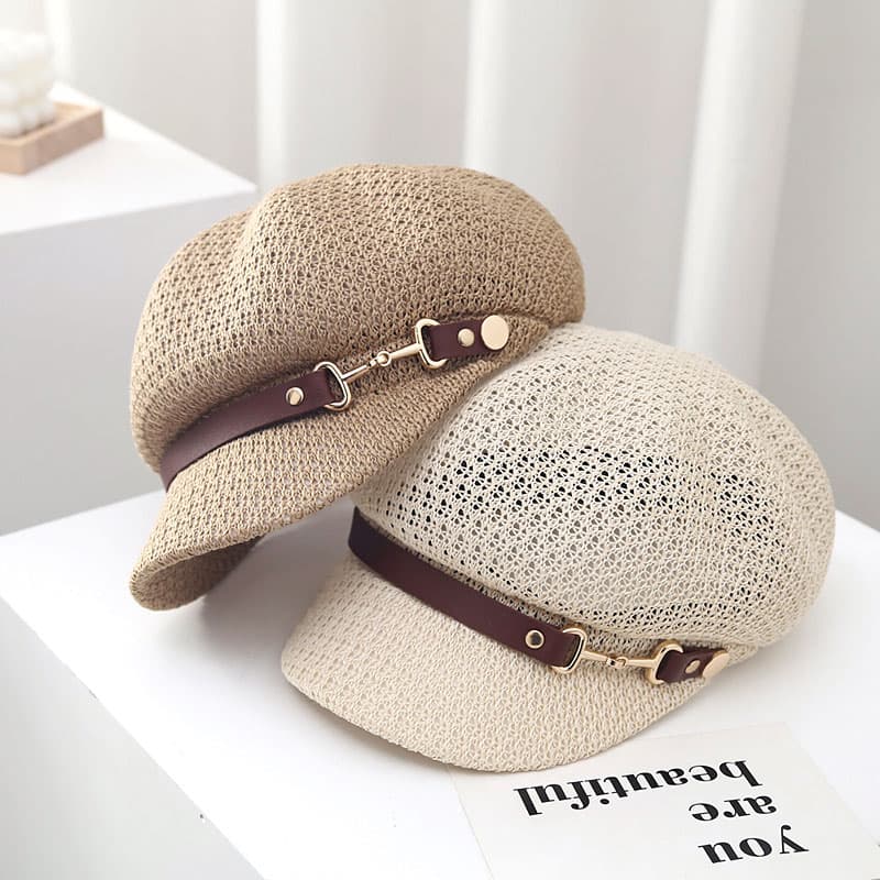 キャスケット 上品レザーベルト付きキャスケット