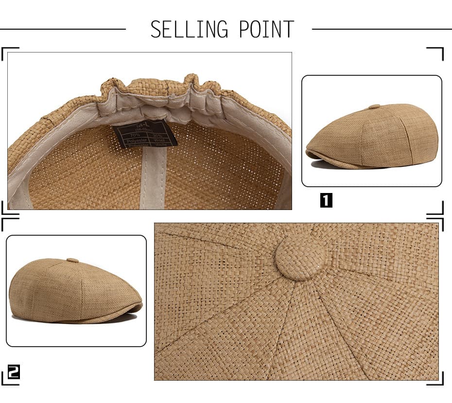 キャスケット 涼やか麻素材メッシュキャスケット