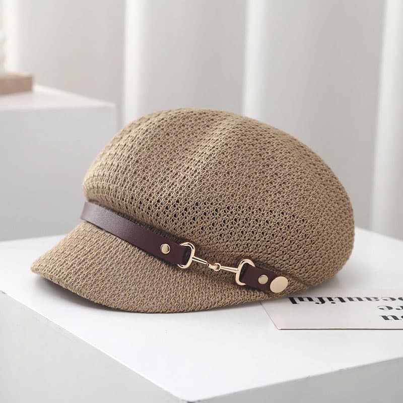 キャスケット 上品レザーベルト付きキャスケット