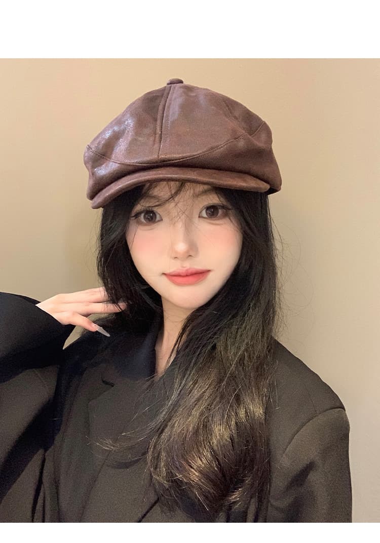 艶やかビンテージレザーキャスケット