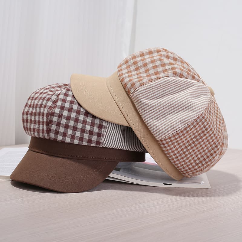 キャスケット 格子柄切替キャスケット