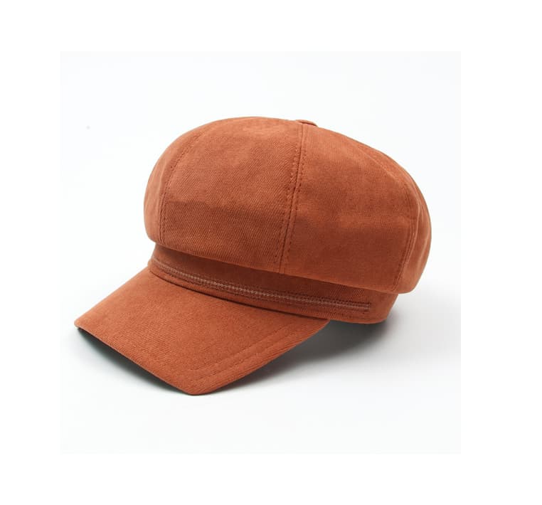 秋冬新作レディースキャスケット無地防寒保温スエード風帽子　ウール