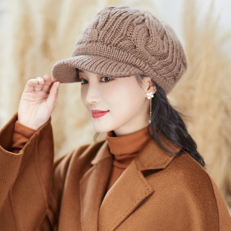 キャスケット ぬくもり編み込みニットキャスケット