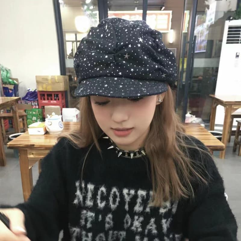 星空デニムキャスケット レディース 外出用 帽子