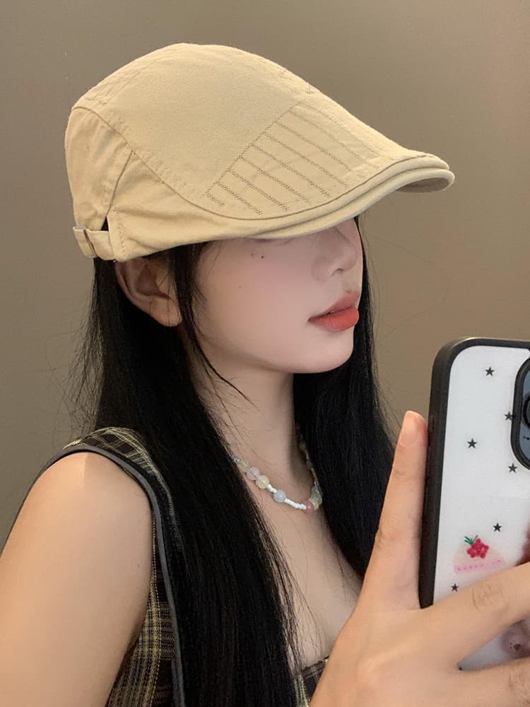 キャスケット 刺繍デザイン ハンチング帽