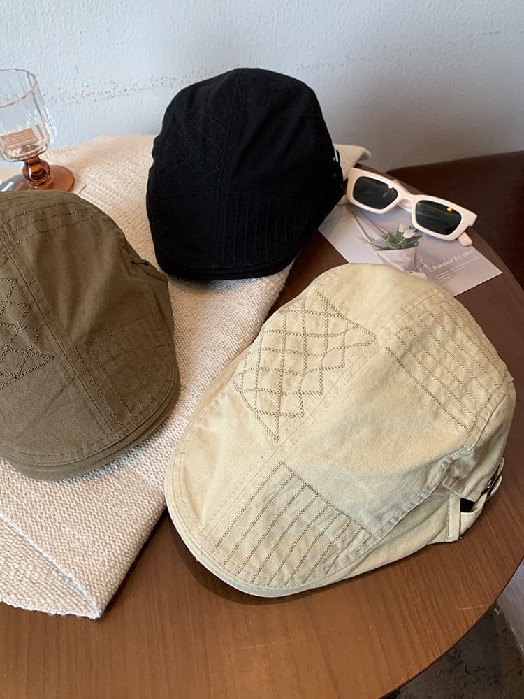 キャスケット 刺繍デザイン ハンチング帽