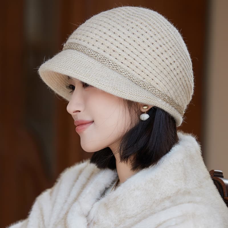 上品リボンニットキャスケット