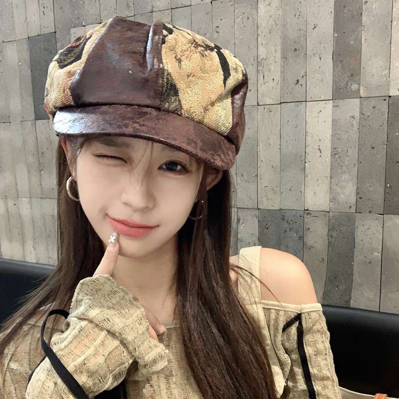 ヴィンテージレザーキャスケット帽