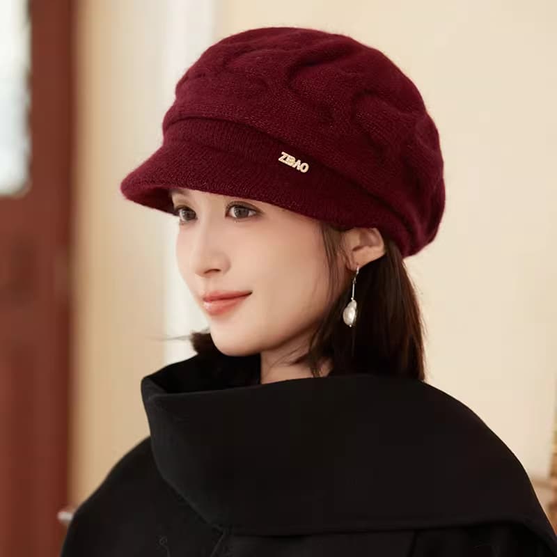 こだわり織りニットキャスケット帽