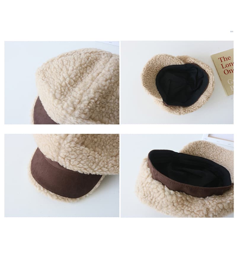 もこもこボア素材キャスケット レディース防寒帽子　ウール