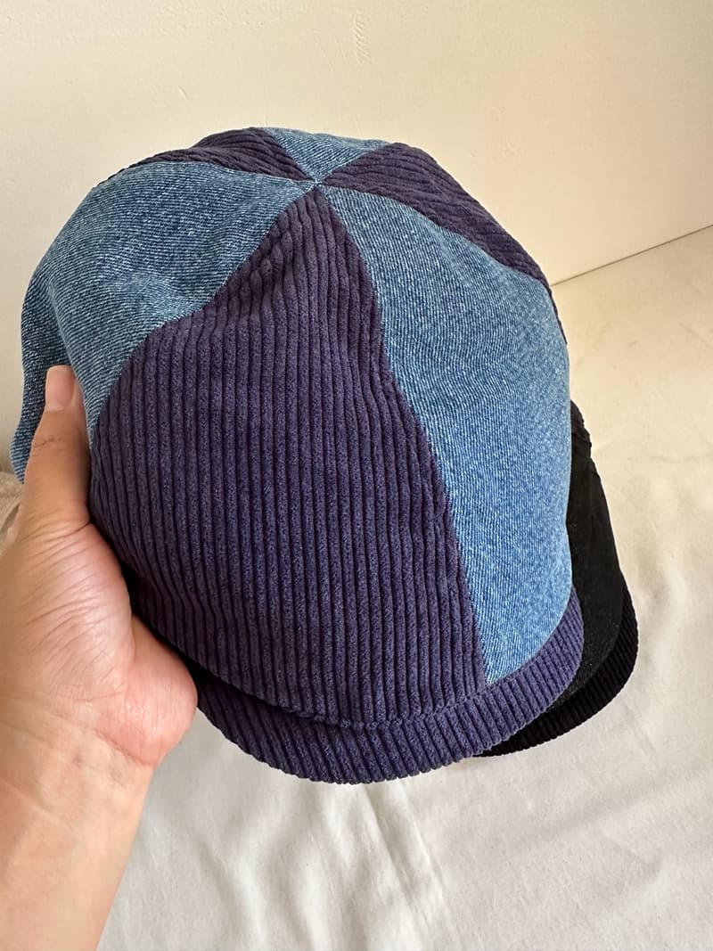 コーデュロイ×デニム切替キャスケット