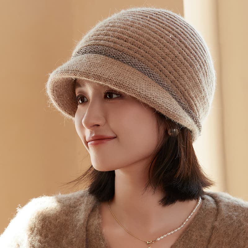 上品リボンニットキャスケット