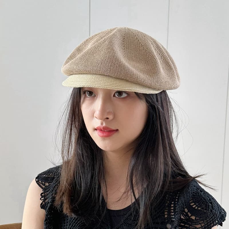 涼やか麻織りキャスケット