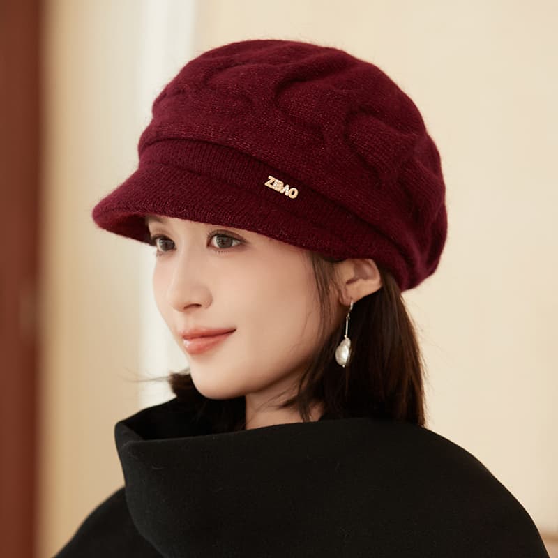 キャスケット もこもこケーブル編みニットキャスケット