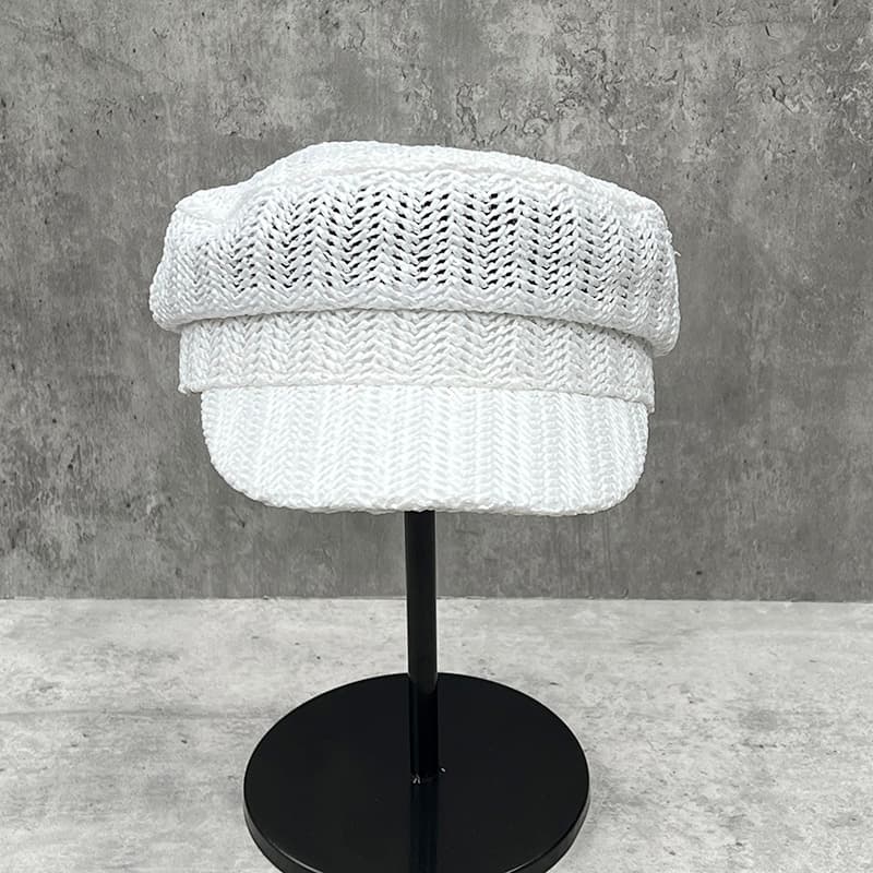 キャスケット ヘリンボーン編み マリン風キャスケット