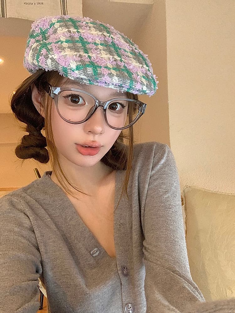 彩り織りキャスケット帽子