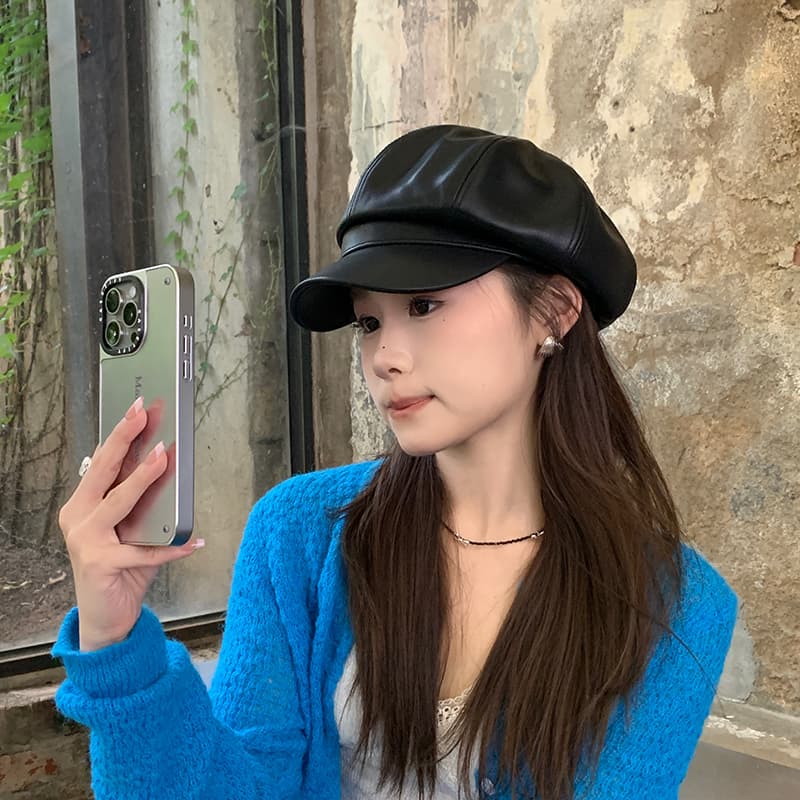 なめしレザーマリンキャスケット