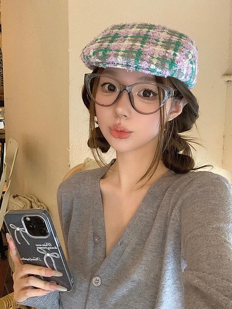 彩り織りキャスケット帽子