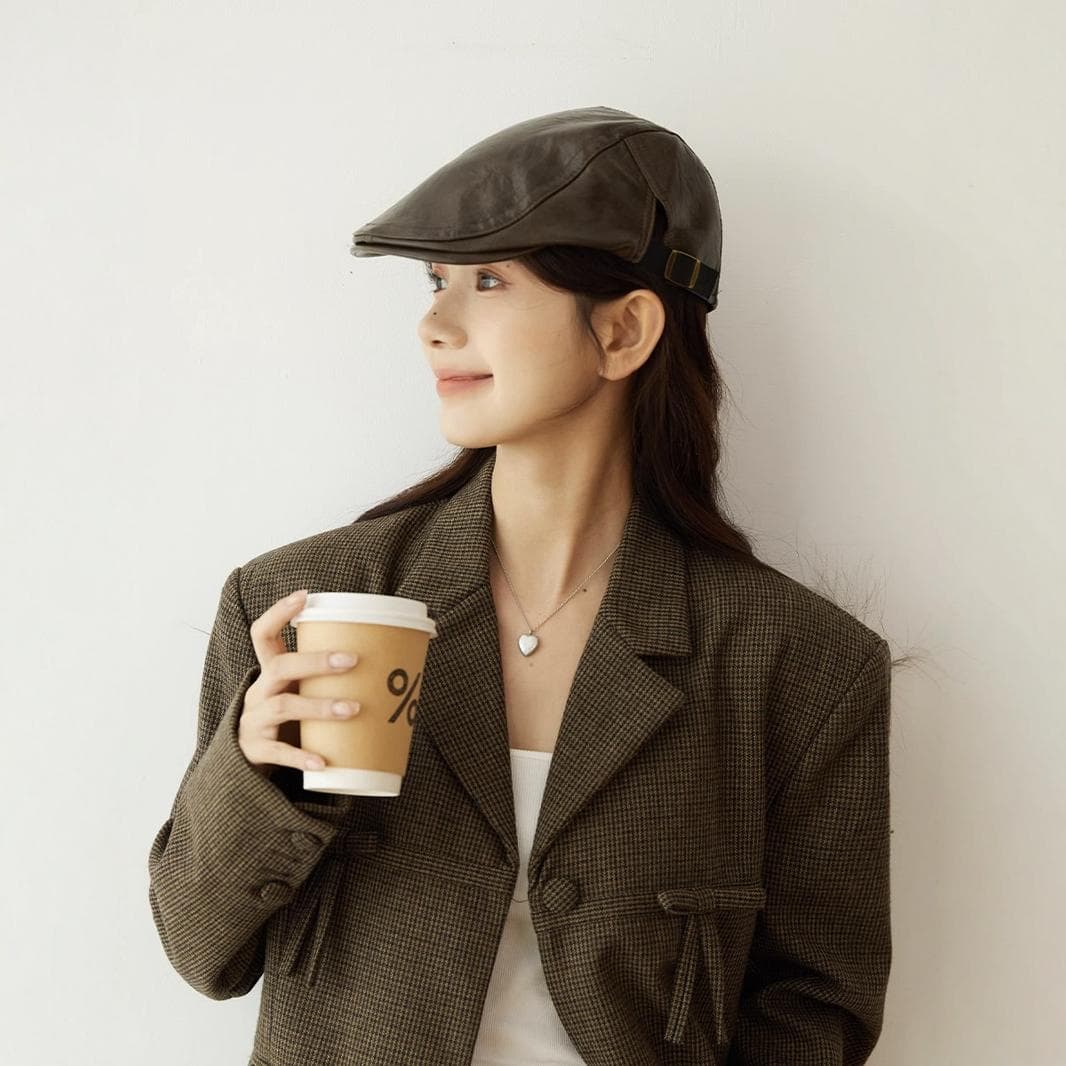 ヴィンテージ風レザーキャスケット