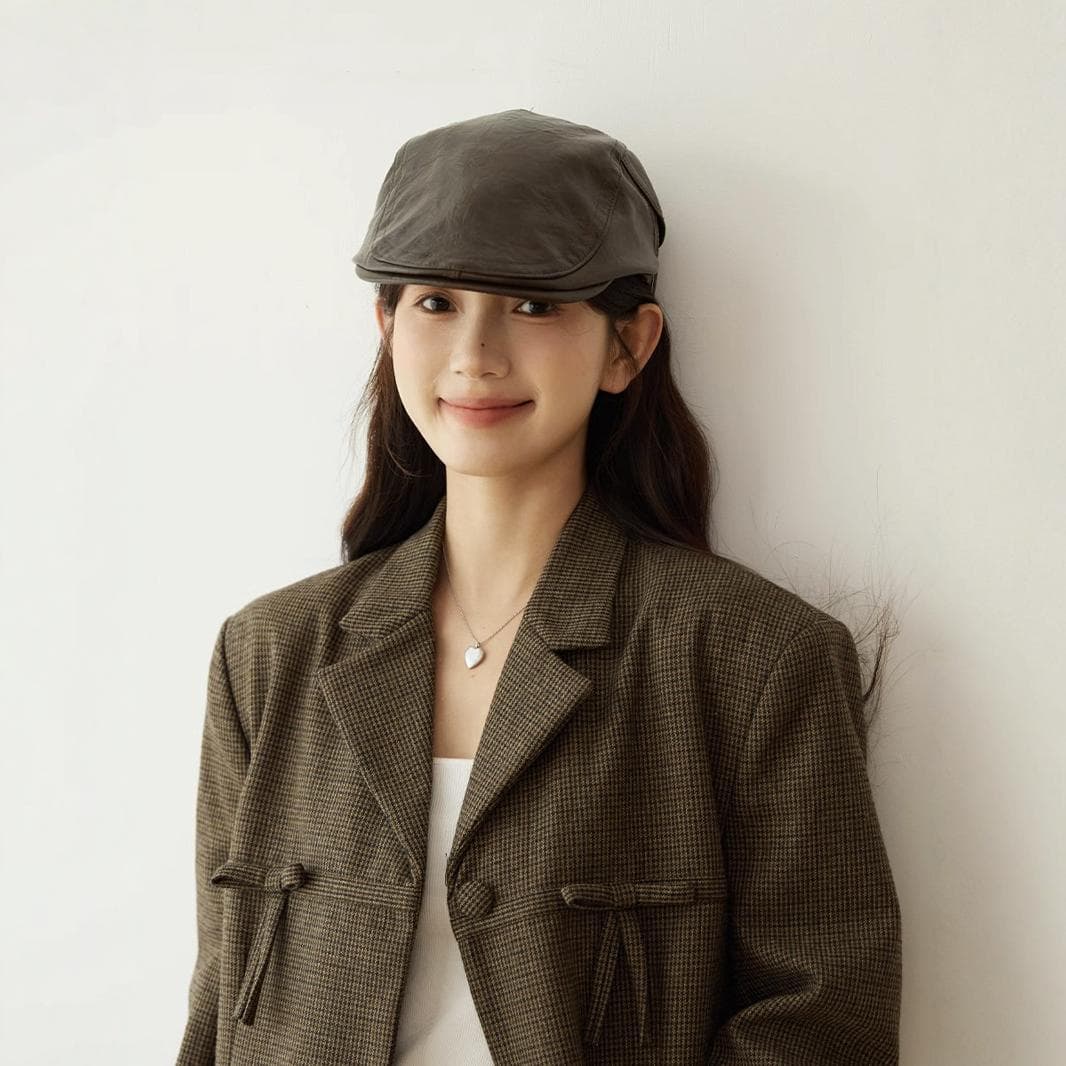 ヴィンテージ風レザーキャスケット