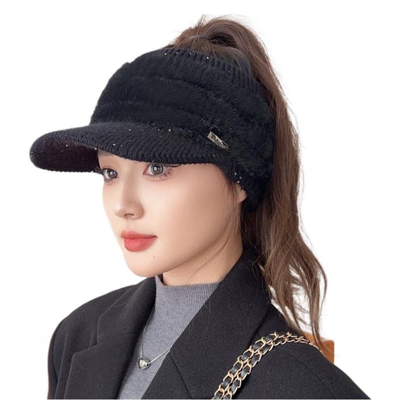 もこもこニットキャスケット帽