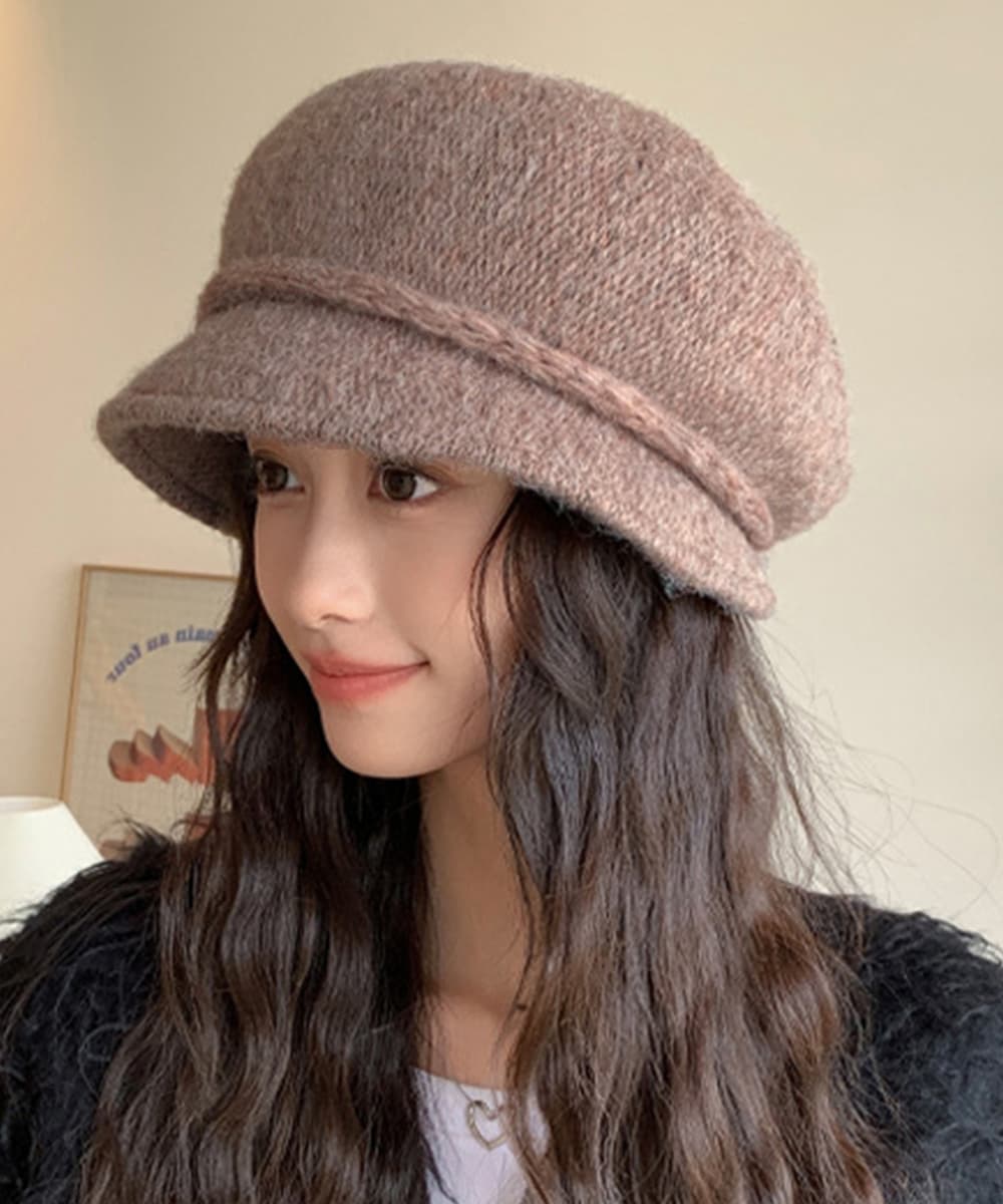 高品質ウール起毛キャスケット帽 秋冬