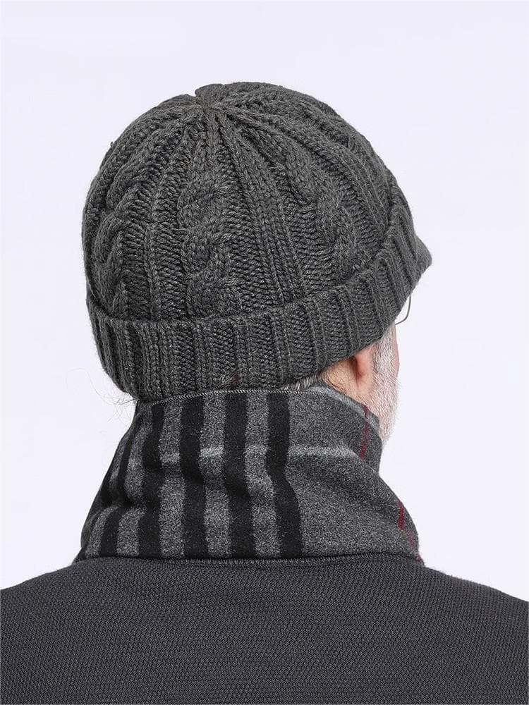 キャスケット 暖和つば付きニットキャスケット