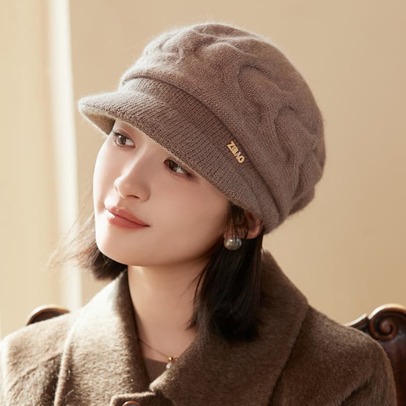 キャスケット もこもこケーブル編みニットキャスケット