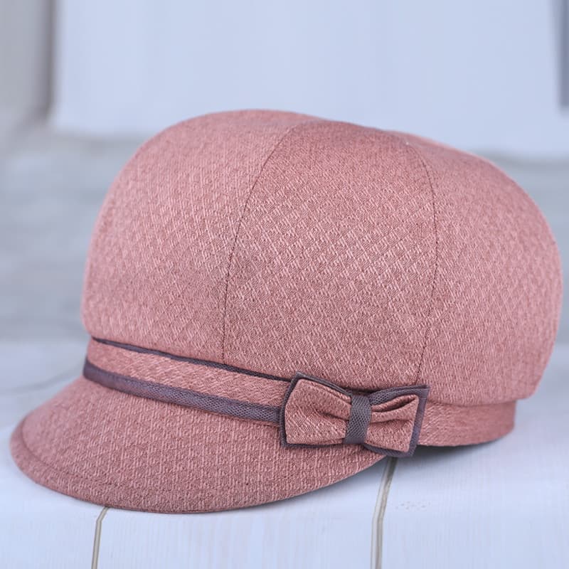 キャスケット 優美なリボン付きコーデュロイキャスケット