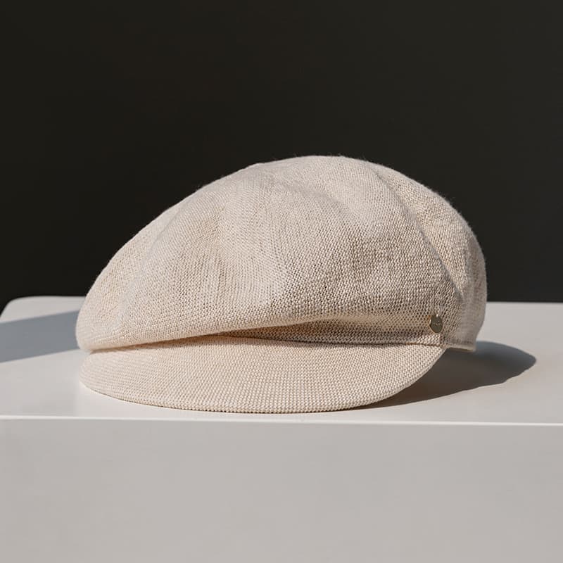 キャスケット　涼やか天然リネンキャスケット帽