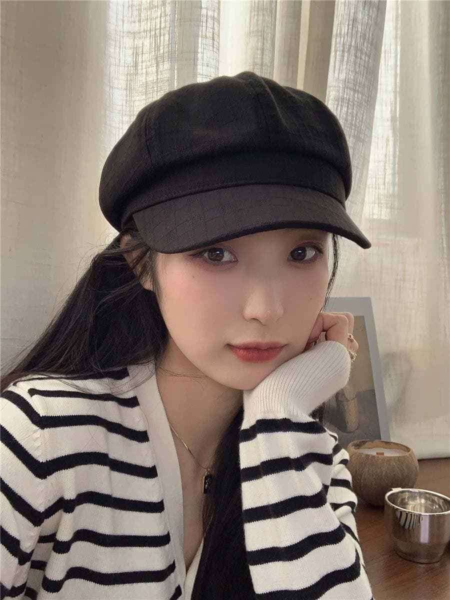 キャスケット軽量紫外線対策帽子　リネン