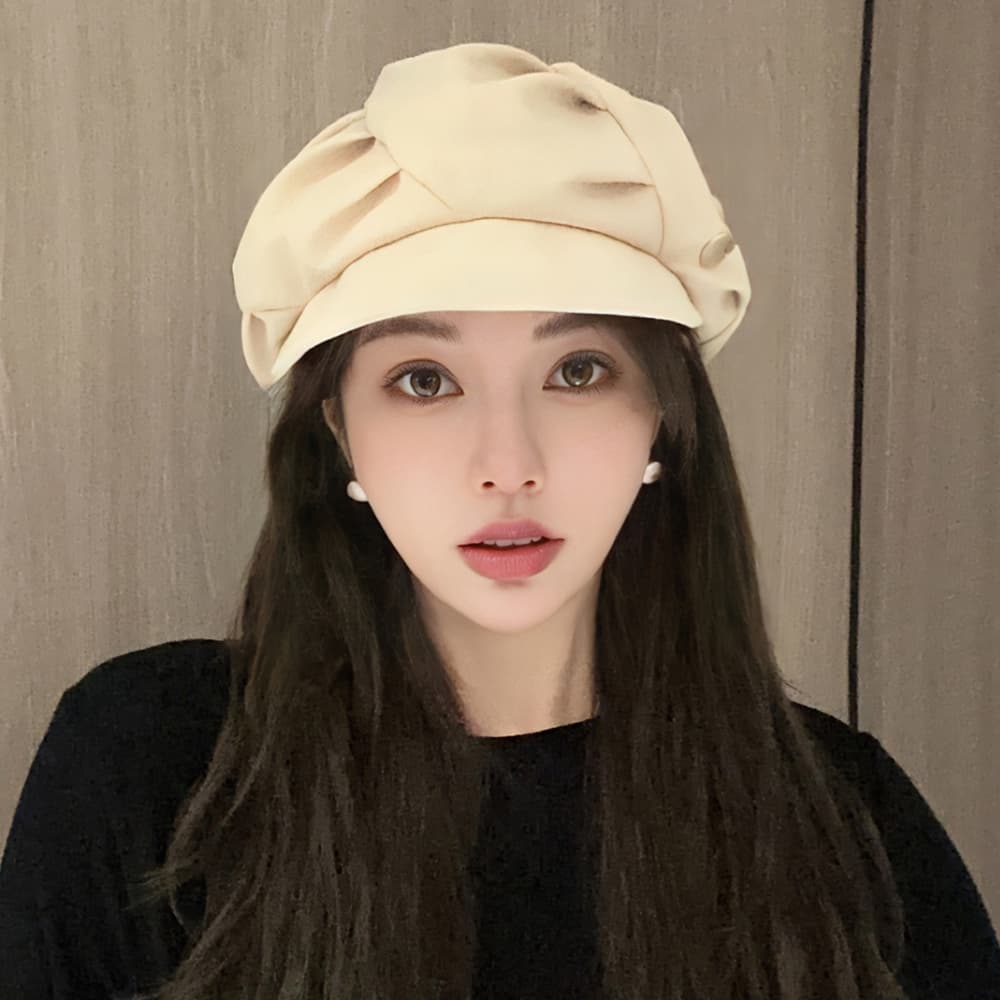 ボリューム キャスケット レディース 無地 つば付き帽子