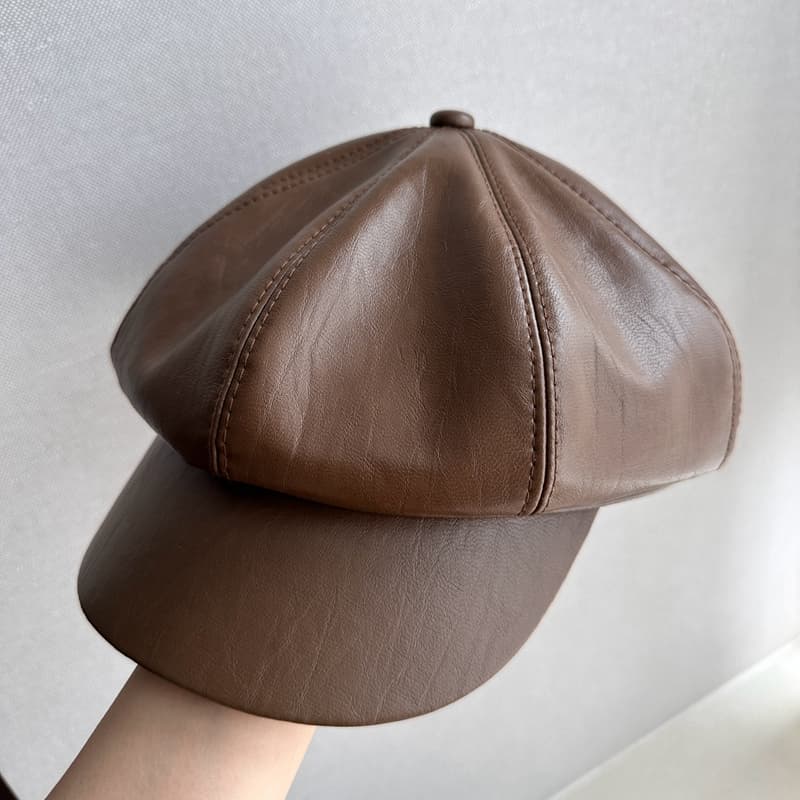 なめし革の贅沢キャスケット帽