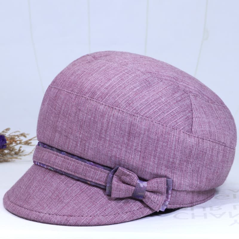 キャスケット 優美なリボン付きコーデュロイキャスケット