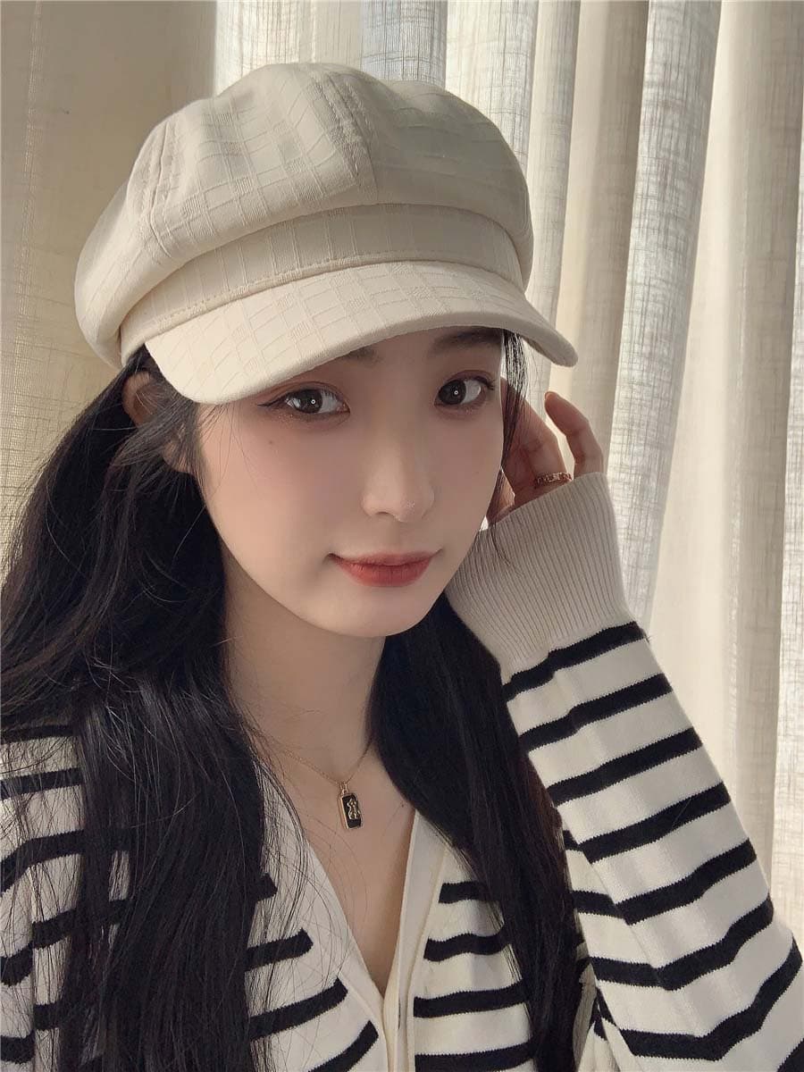 キャスケット軽量紫外線対策帽子　リネン