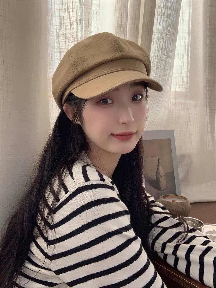 キャスケット軽量紫外線対策帽子　リネン