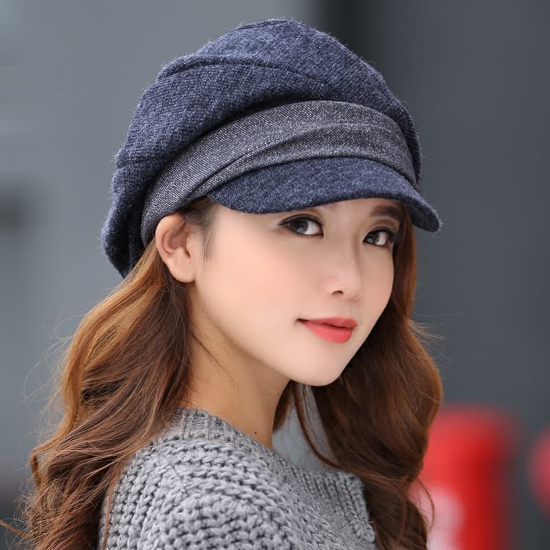 キャスケット ツートーン切替デザインウールキャスケット