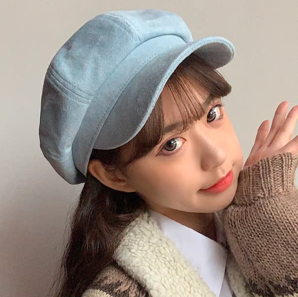秋冬新作 レディース スエード調キャスケット 無地 防寒帽子　ウール