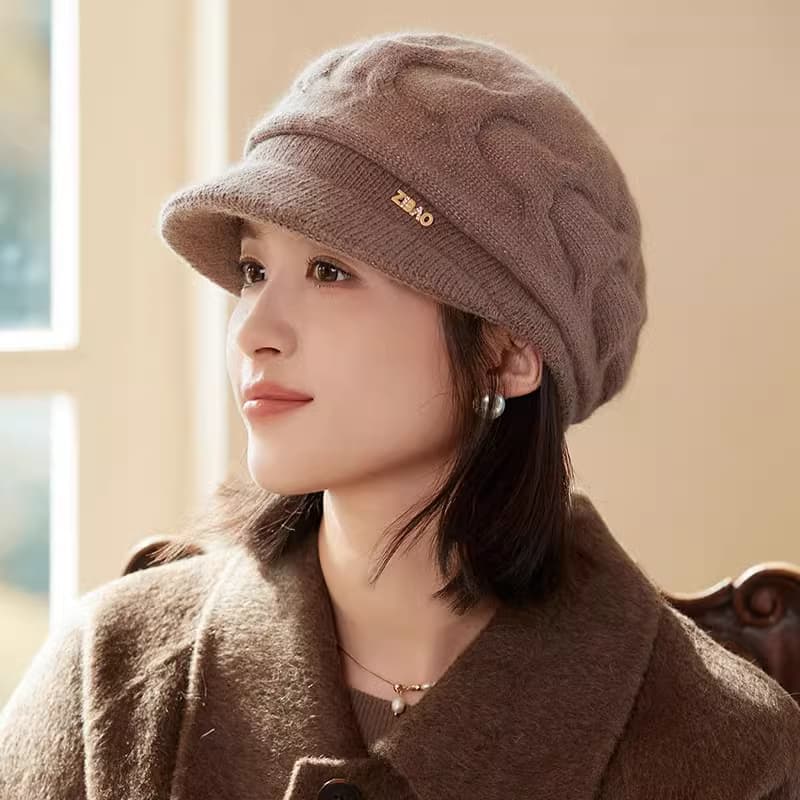 こだわり織りニットキャスケット帽