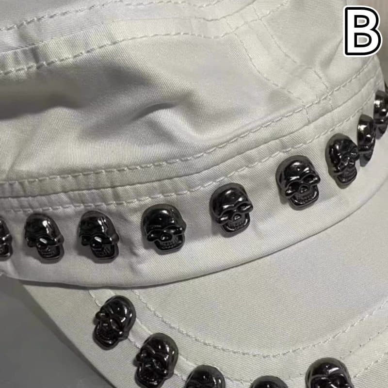 デニム キャスケット ドクロ飾り レディース 帽子