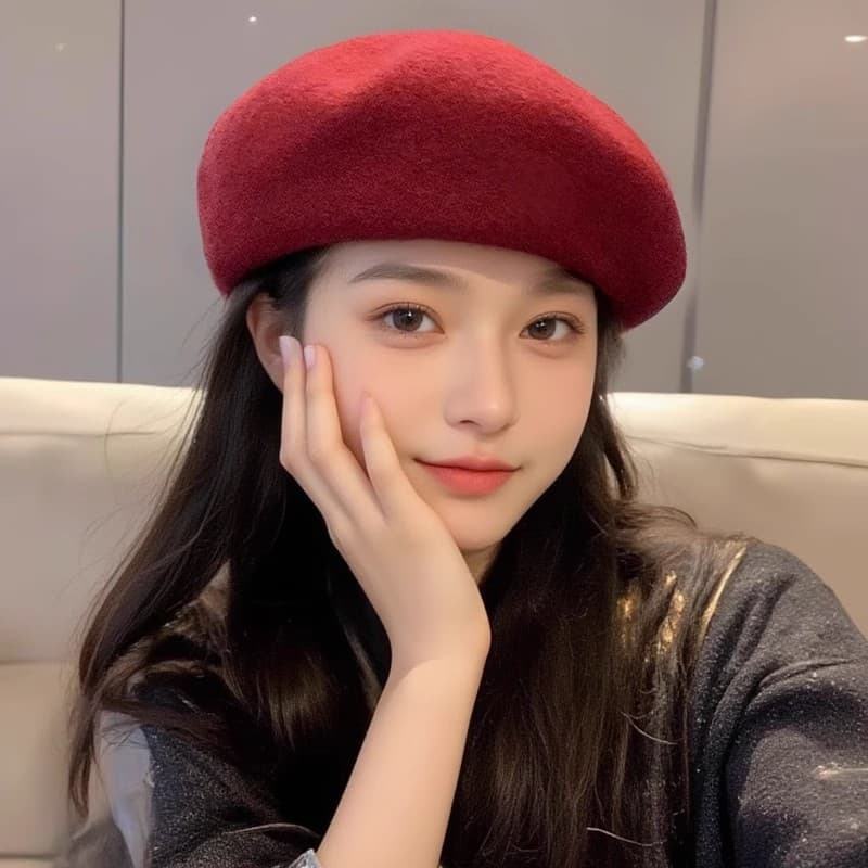 キャスケット なめらか質感のベレー帽