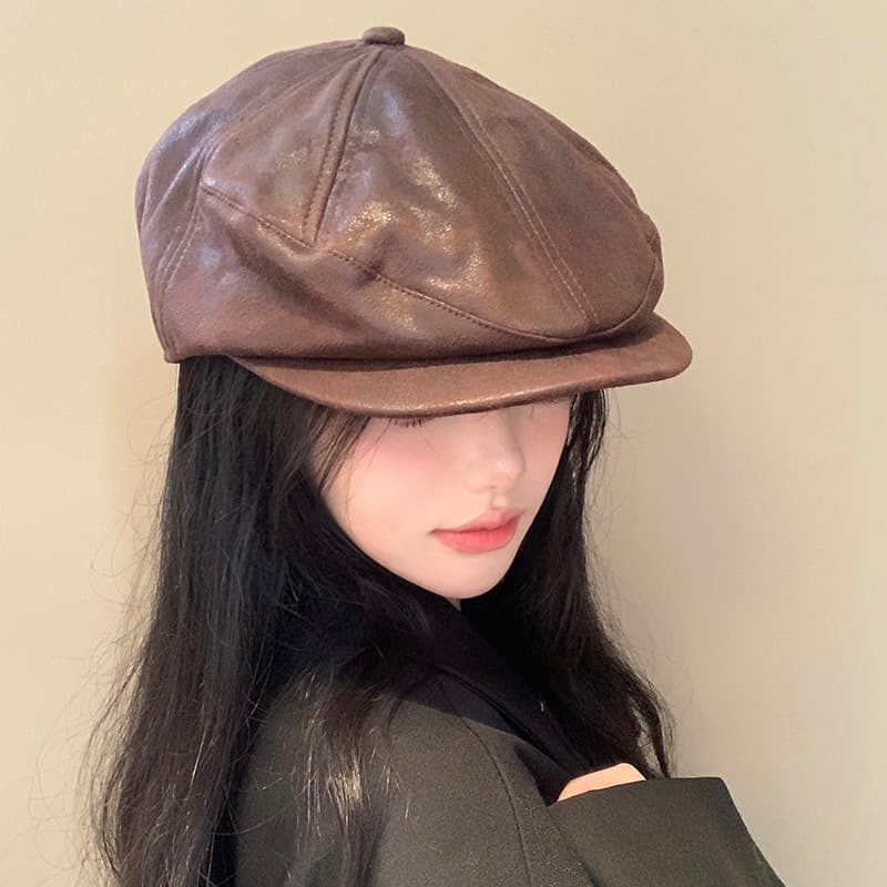 艶やかビンテージレザーキャスケット