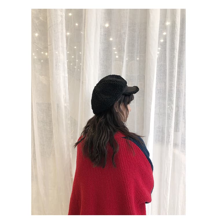 もこもこボア素材キャスケット レディース防寒帽子　ウール