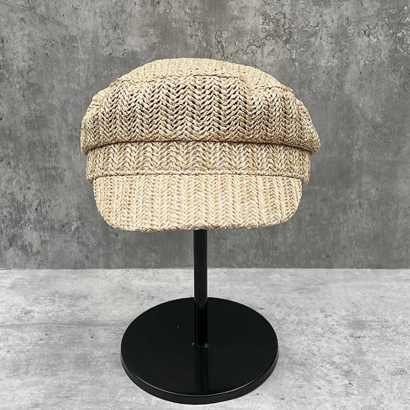 キャスケット ヘリンボーン編み マリン風キャスケット