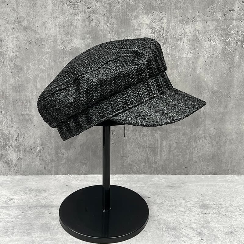 キャスケット ヘリンボーン編み マリン風キャスケット