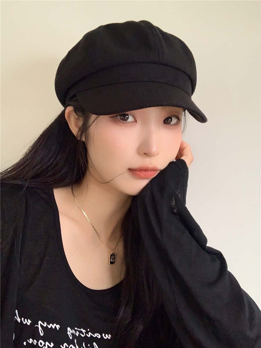 キャスケット軽量紫外線対策帽子　リネン