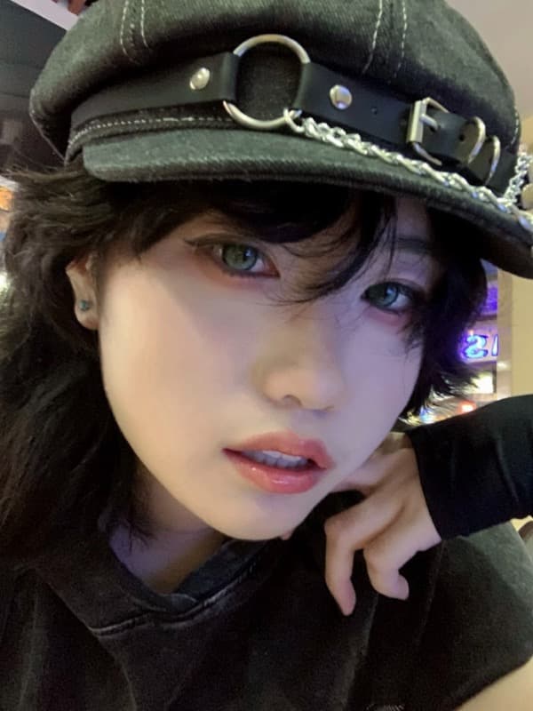 レザーベルト付き デニムキャスケット レディース 帽子