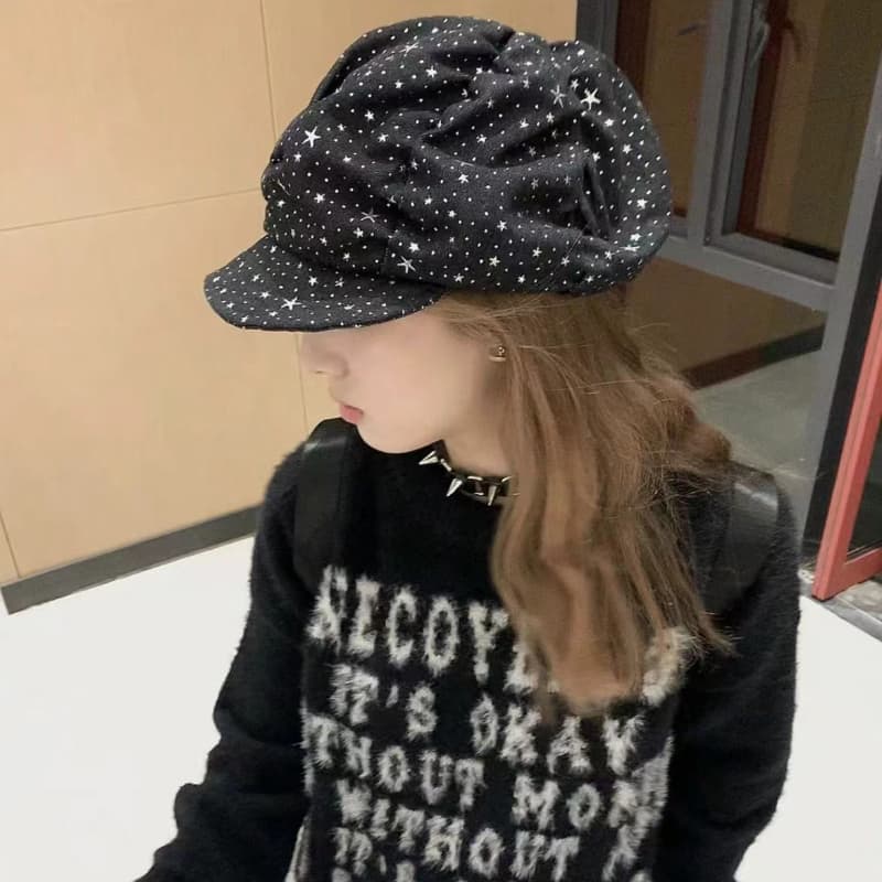 星空デニムキャスケット レディース 外出用 帽子